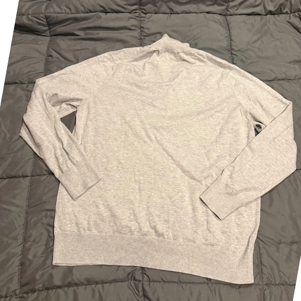 Brooks Brothers Mens XL Gray 100% Supima Cotton Quarter Zip Sweater Pullover